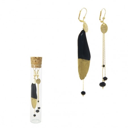 boucles d'oreille Plumi noires