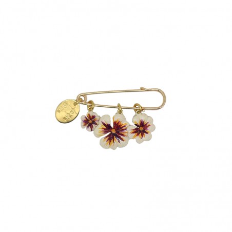 Broche épingle TREFLE BEIGE 02