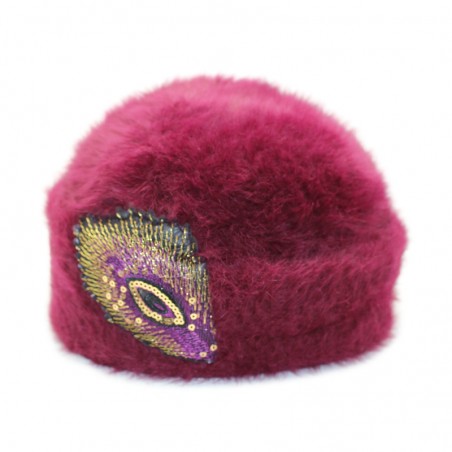 'PLUMI' angora hood bordeaux