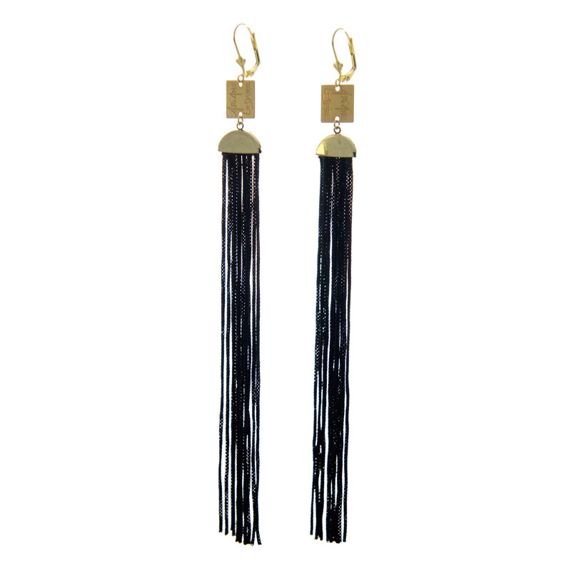 Long Black Franges Earrings