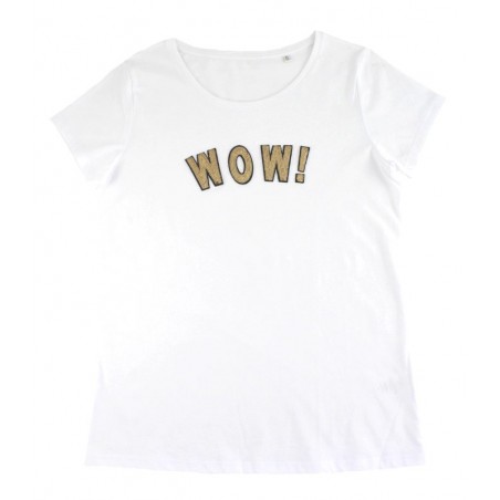 white 'WOW!' t-shirt